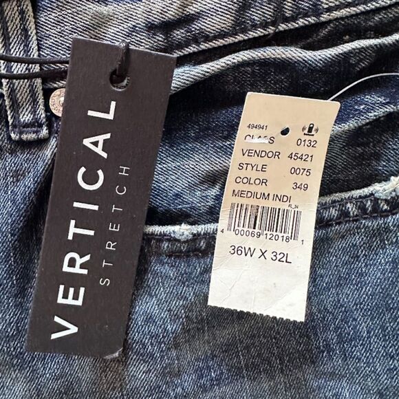 Pacsun Stacked Skinny Distressed Comfort Jeans Medium Dark Wash 36 x 32 - Picture 5 of 6